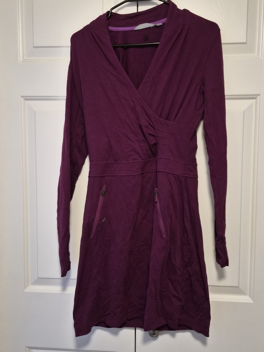 Athleta Deep Plum Long Sleeve Wrap-Style Midi Dress